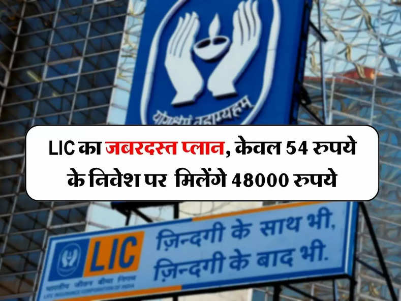 LIC का जबरदस्त प्लान, केवल 54 रुपये के निवेश पर हर साल मिलेंगे 48000 रुपये