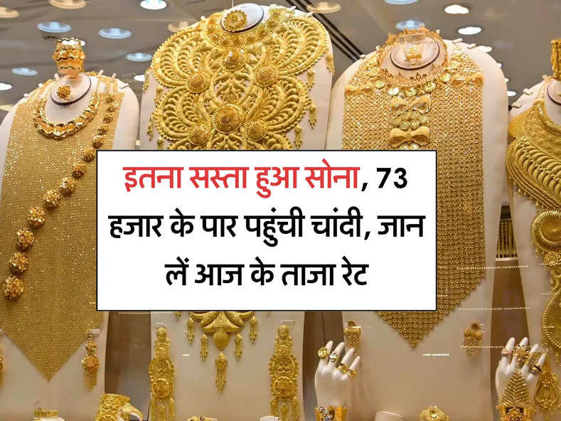 Sone ka bhav : इतना सस्ता हुआ सोना, 73 हजार के पार पहुंची चांदी, जान लें आज के ताजा रेट